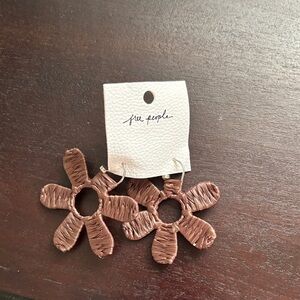 Free People Brown Floral Earrings NWT
